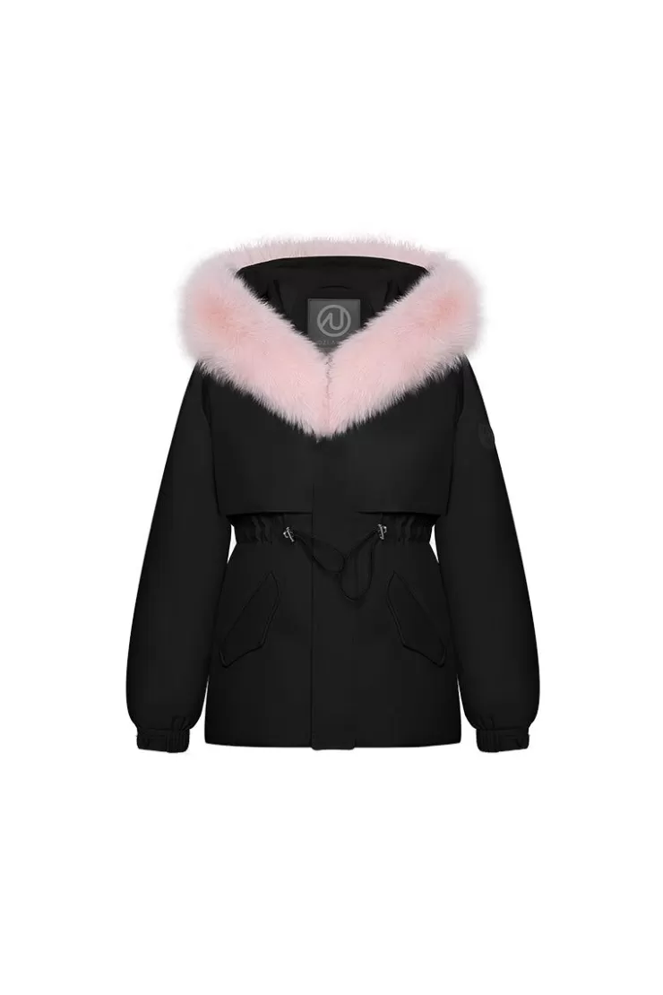 Ozlana Omni Fox Fur Palette Down Parka(Black) | Women Down Puffer Jackets