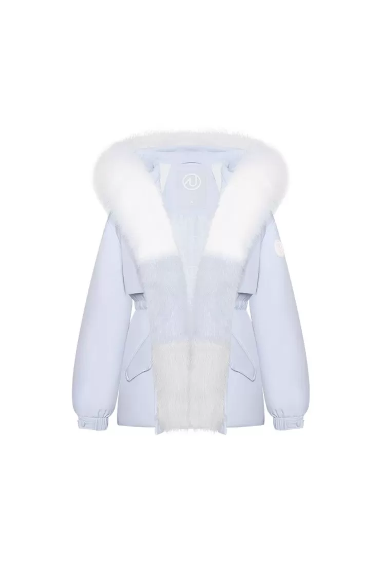 Ozlana Omni Fox Fur Palette Down Parka(Blue) | Women Down Puffer Jackets