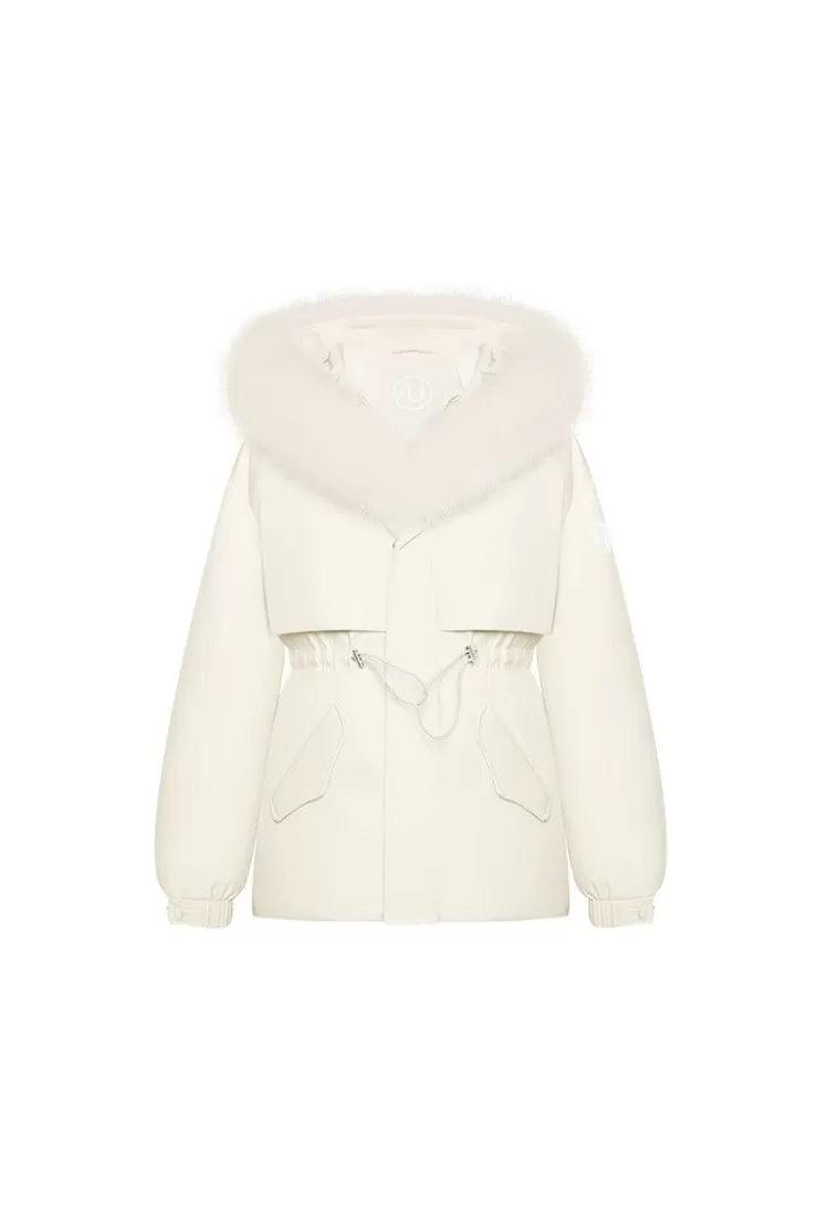 Ozlana Omni Fox Fur Palette Down Parka(Cream) | Women Down Puffer Jackets