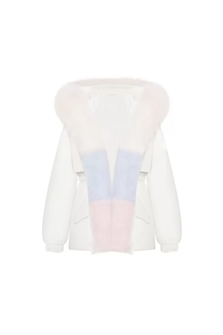 Ozlana Omni Fox Fur Palette Down Parka(White) | Women Down Puffer Jackets