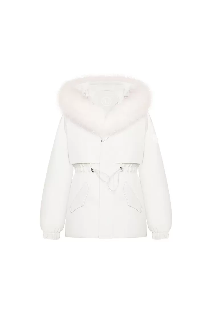 Ozlana Omni Fox Fur Palette Down Parka(White) | Women Down Puffer Jackets