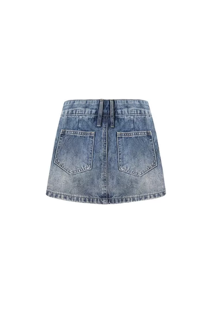 Ozlana Ozln A-League Mini Denim Skirt(Denim Blue ) | Women Bottoms