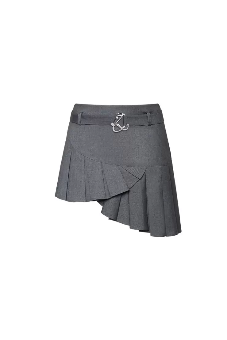Ozlana Ozln Arc Pleated Hem Skirt(Grey) | Women Ozln