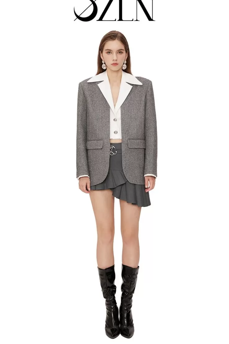 Ozlana Ozln Arc Pleated Hem Skirt(Grey) | Women Bottoms