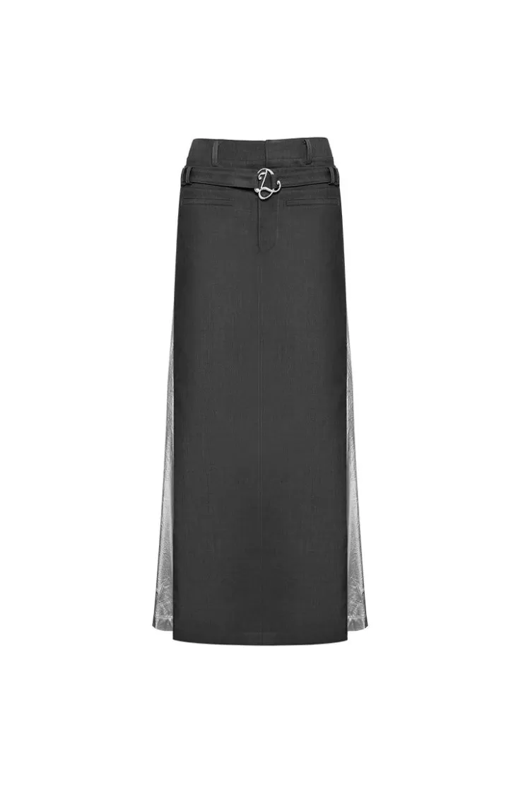 Ozlana Ozln Contrast Panelled Maxi Skirt(Grey) | Women Ozln