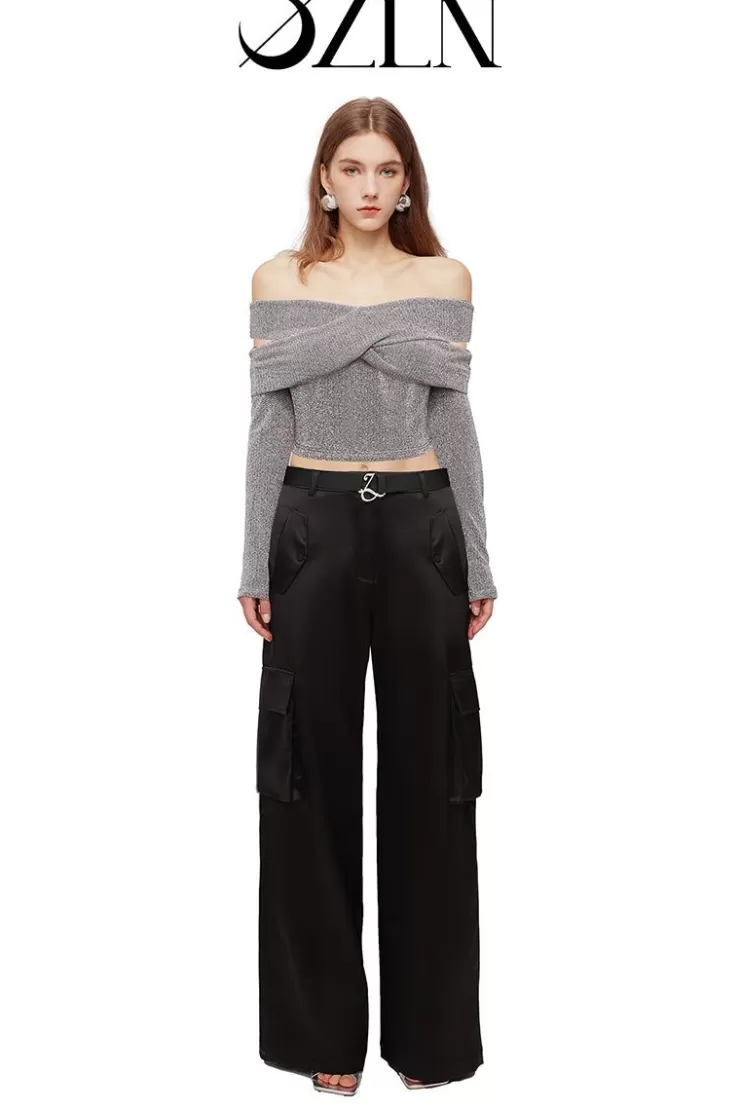 Ozlana Ozln Deconstructed Off Shoulder Top(Silvery) | Women Ozln