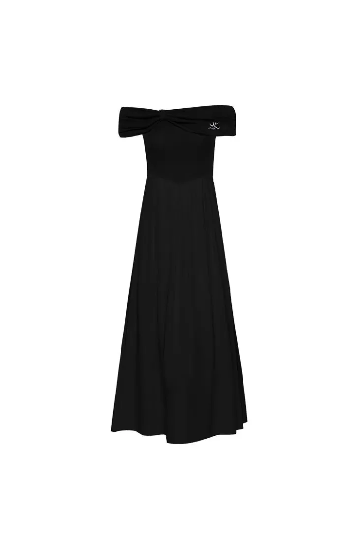 Ozlana Ozln Off Shoulder Bow Knit Dress(Black) | Women Ozln
