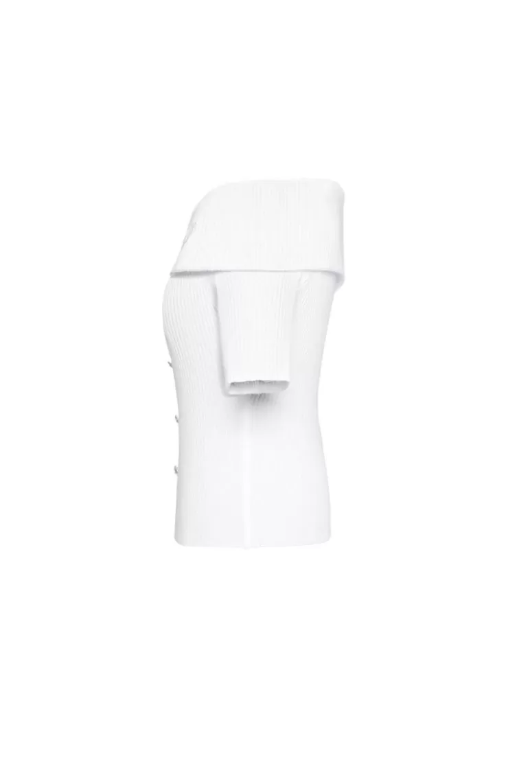 Ozlana Ozln Off-Shoulder Fold Over Knit(White) | Women Knits