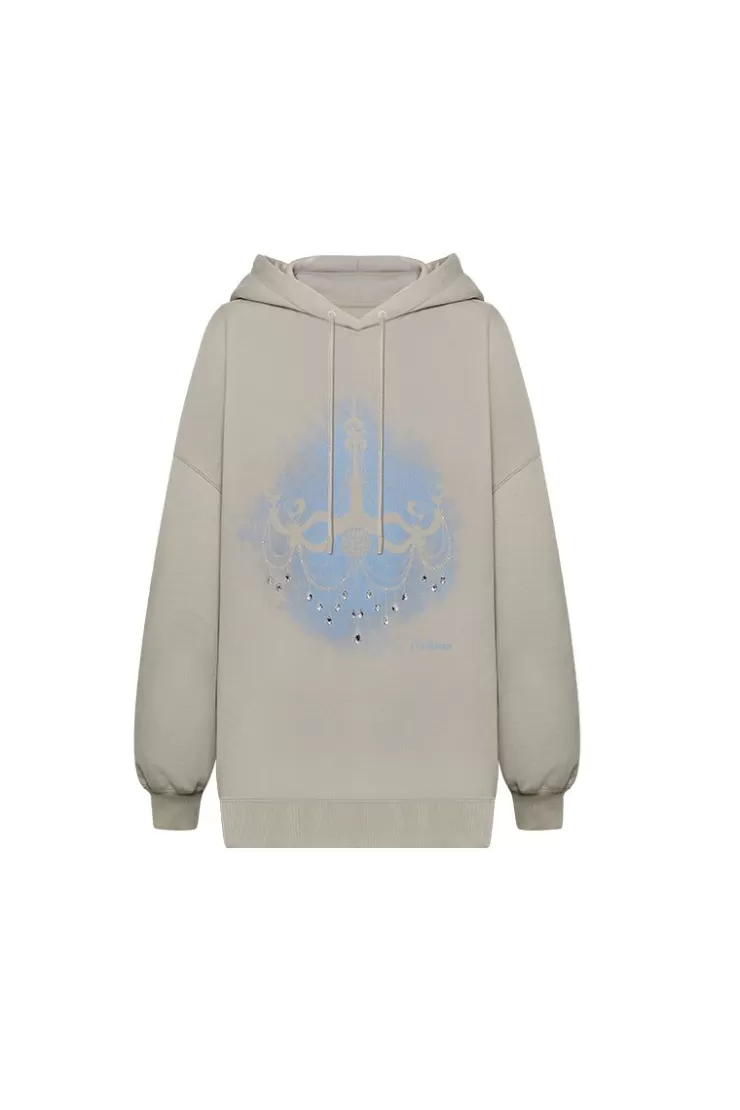 Ozlana Ozln Silhouette Chandelier Oversized Hoodie (Grey) | Women Ozln