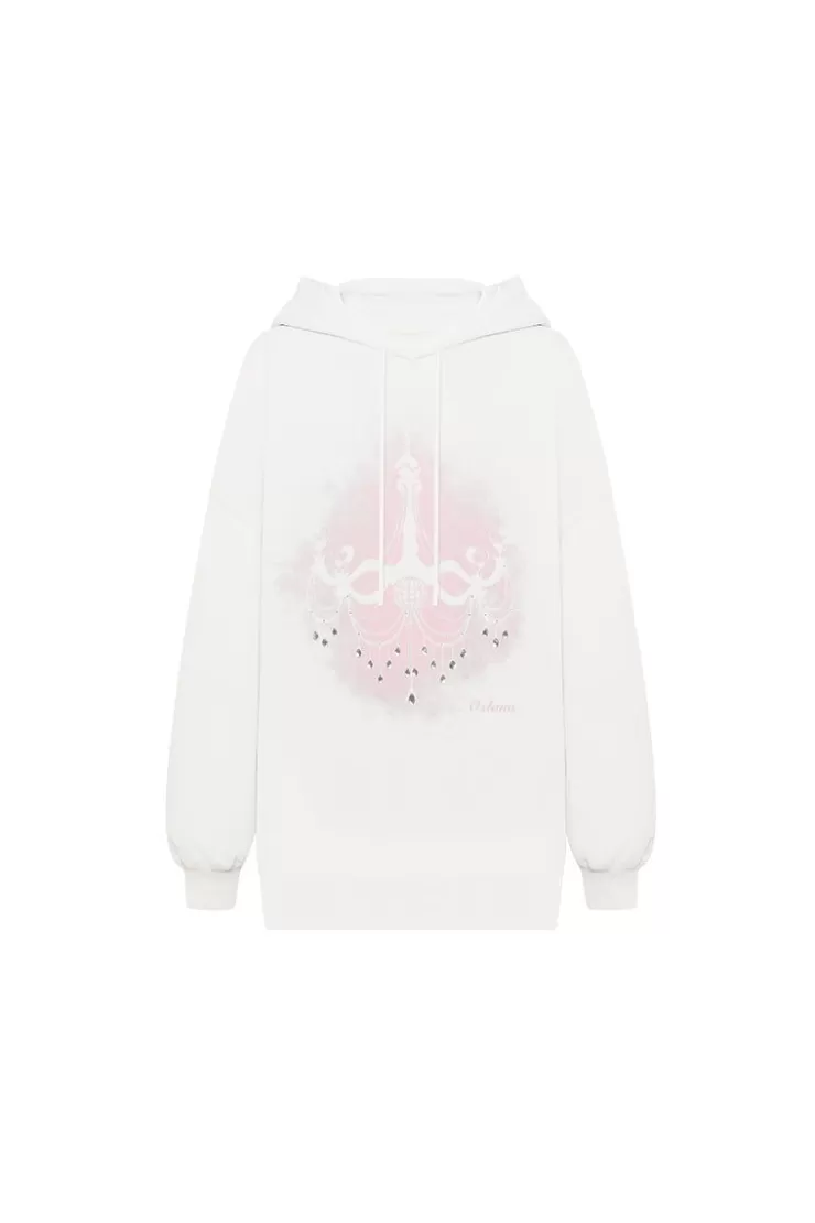 Ozlana Ozln Silhouette Chandelier Oversized Hoodie (White) | Women Ozln