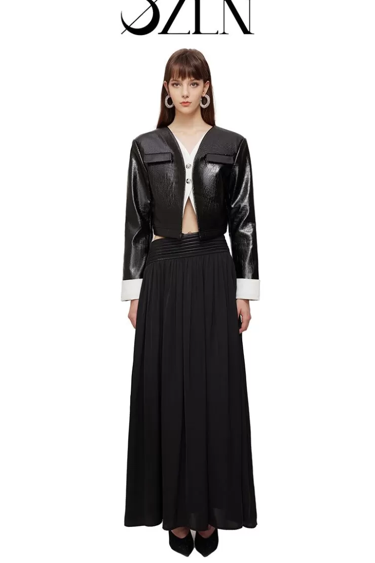 Ozlana Ozln Slant Maxi Skirt(Black) | Women Ozln