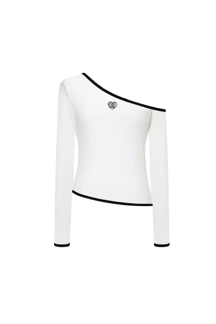 Ozlana Ozln Slant Off Shoulder Knit Top(White) | Women Ozln