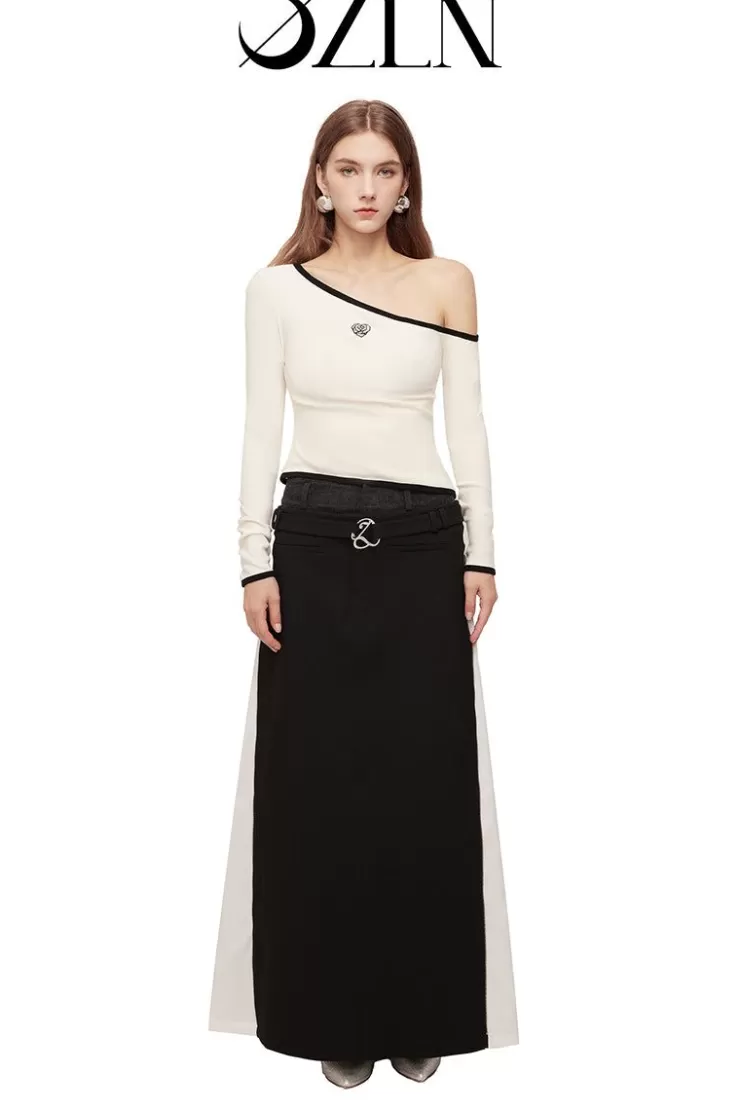 Ozlana Ozln Slant Off Shoulder Knit Top(White) | Women Knits