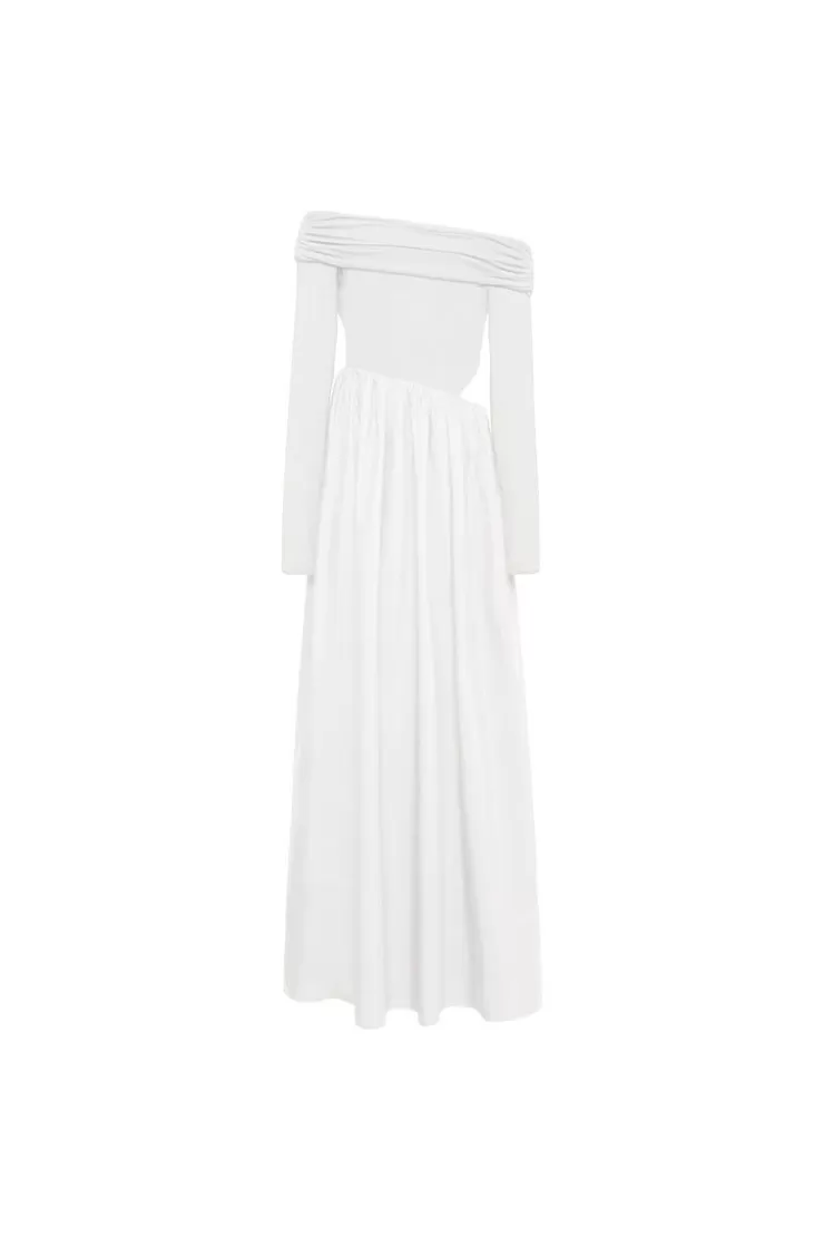 Ozlana Ozln Slant Off Shoulder Maxi Dress(White) | Women Dresses & Sets