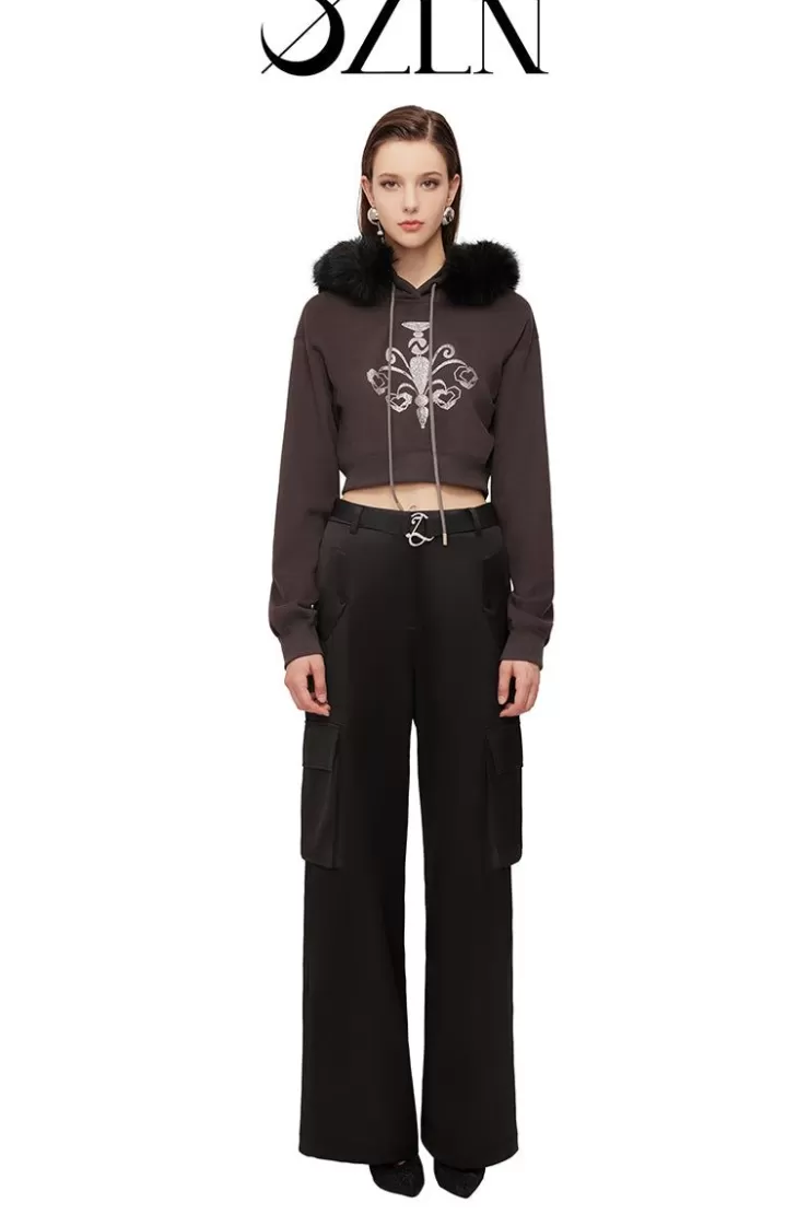Ozlana Ozln Wide Leg Cargo Pants(Black) | Women Ozln