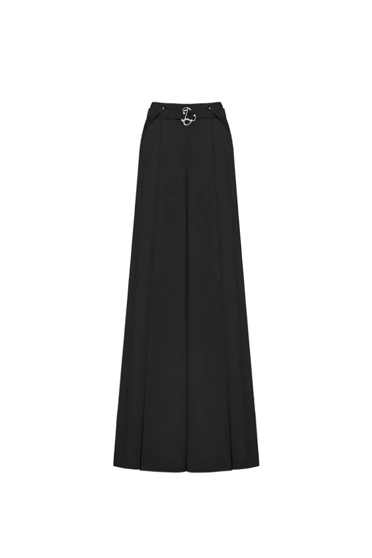 Ozlana Ozln Wide Leg Slit Suit Pants(Black) | Women Ozln