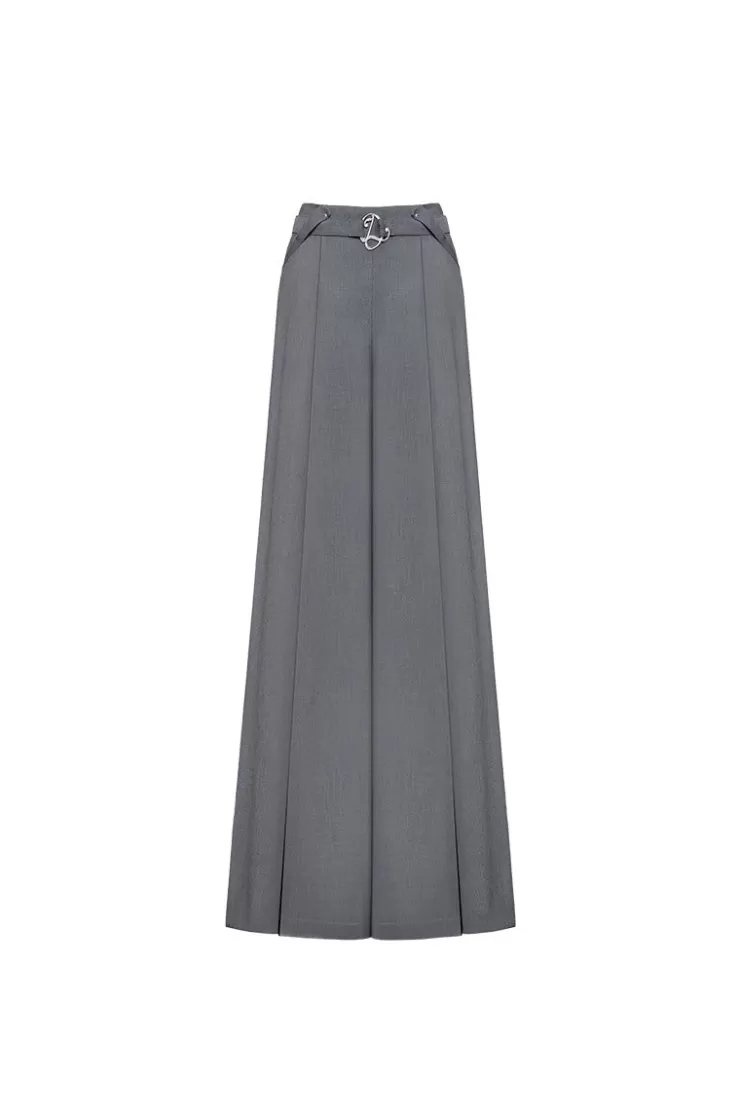 Ozlana Ozln Wide Leg Slit Suit Pants(Grey) | Women Ozln