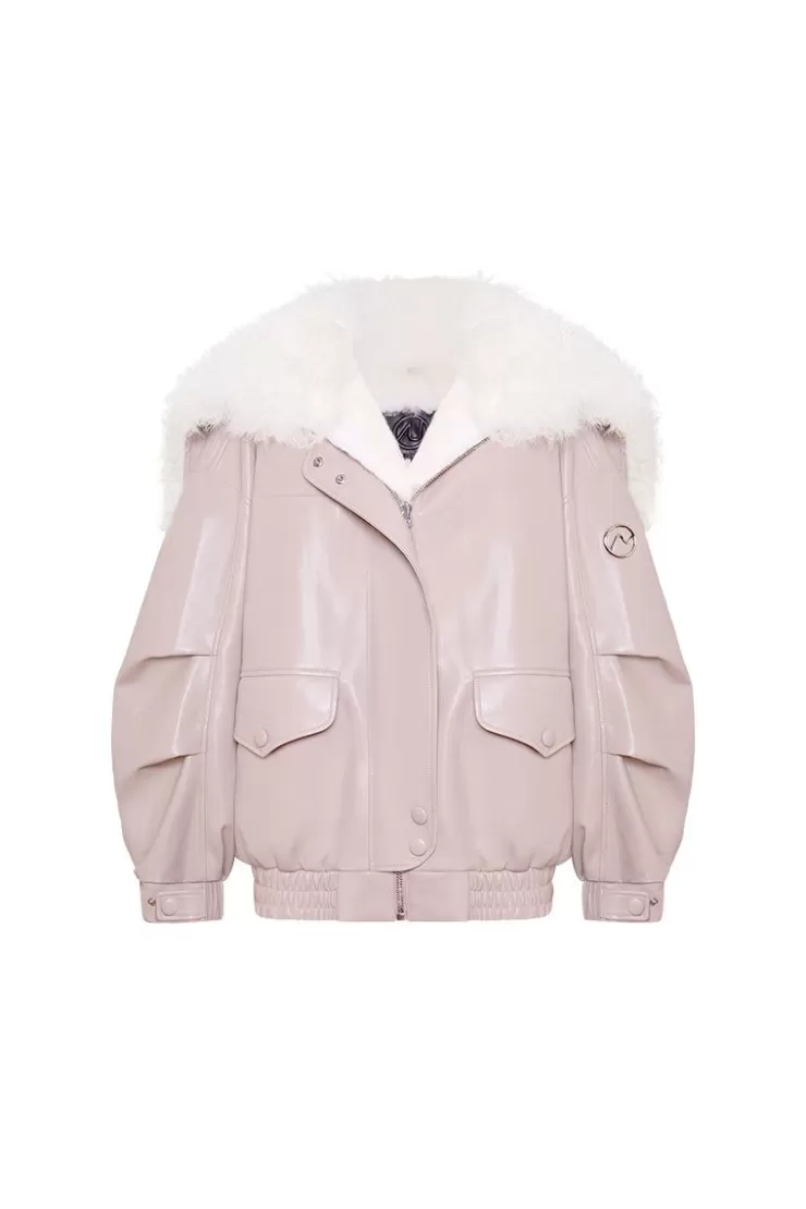 Ozlana Pink Faux Leather Parka | Women Classic & Designer Parkas