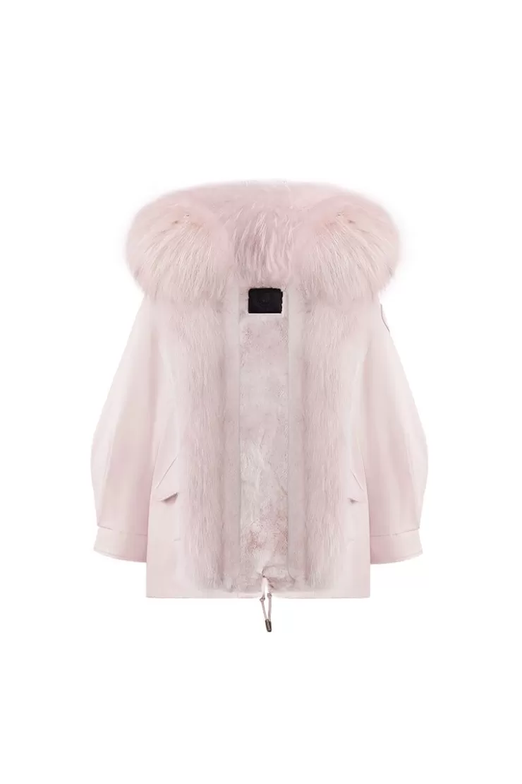 Ozlana Pink Oversize Parka +Pink Rabbit Fur/Raccoon Fur | Women Classic & Designer Parkas