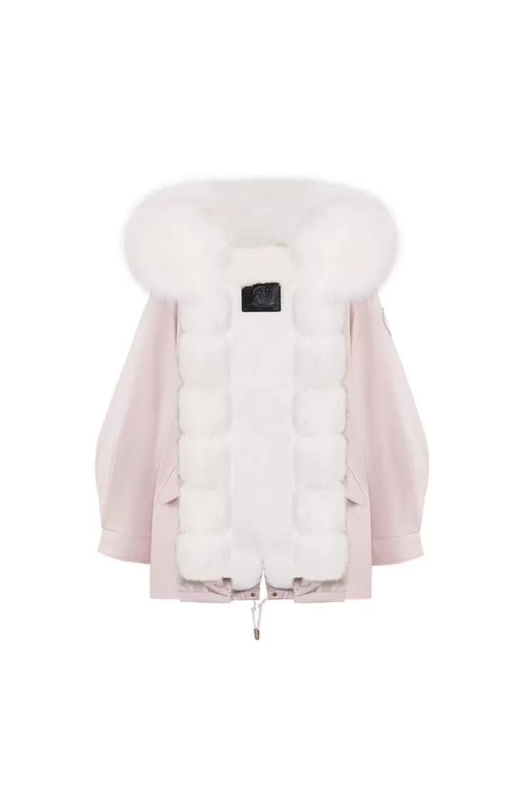 Ozlana Pink Oversize Parka+White Snow | Women Classic & Designer Parkas
