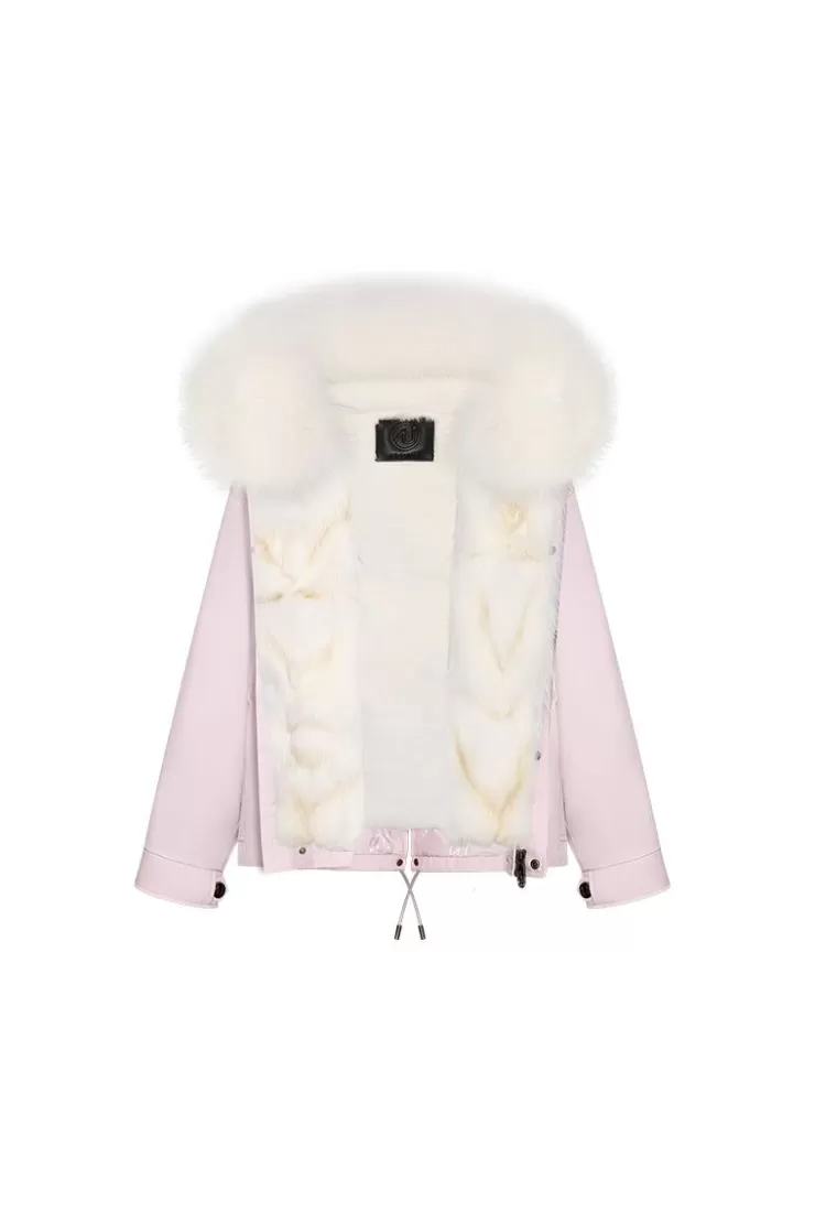 Ozlana Pinkshort Oversize Parka+White Snow Fox | Women Classic & Designer Parkas