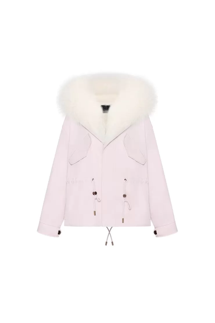 Ozlana Pinkshort Oversize Parka+White Snow Fox | Women Classic & Designer Parkas