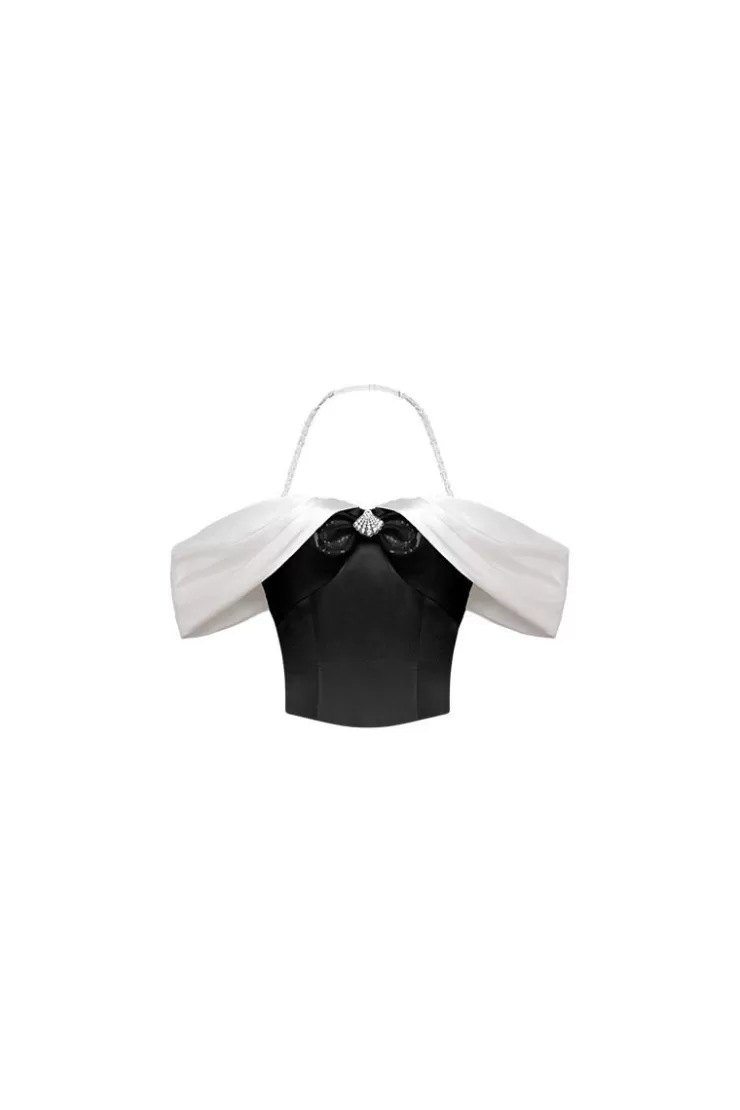 Ozlana Pirouette Halteneck Bustier(Black) | Women Tops