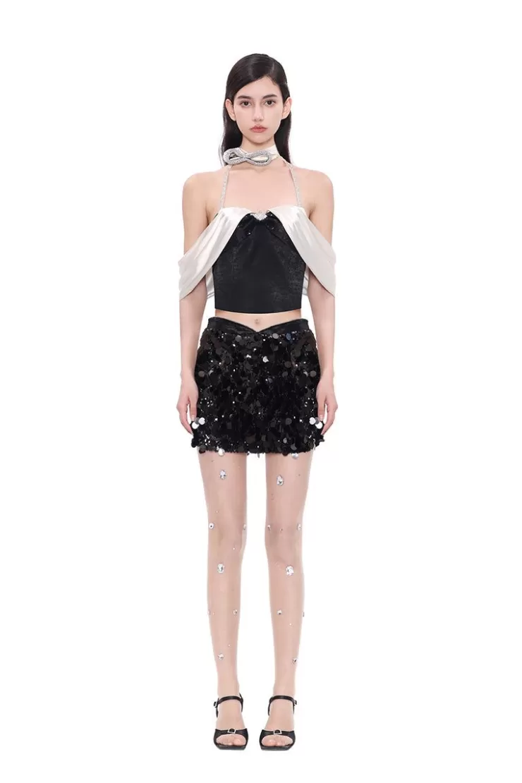 Ozlana Pirouette Halteneck Bustier(Black) | Women Tops