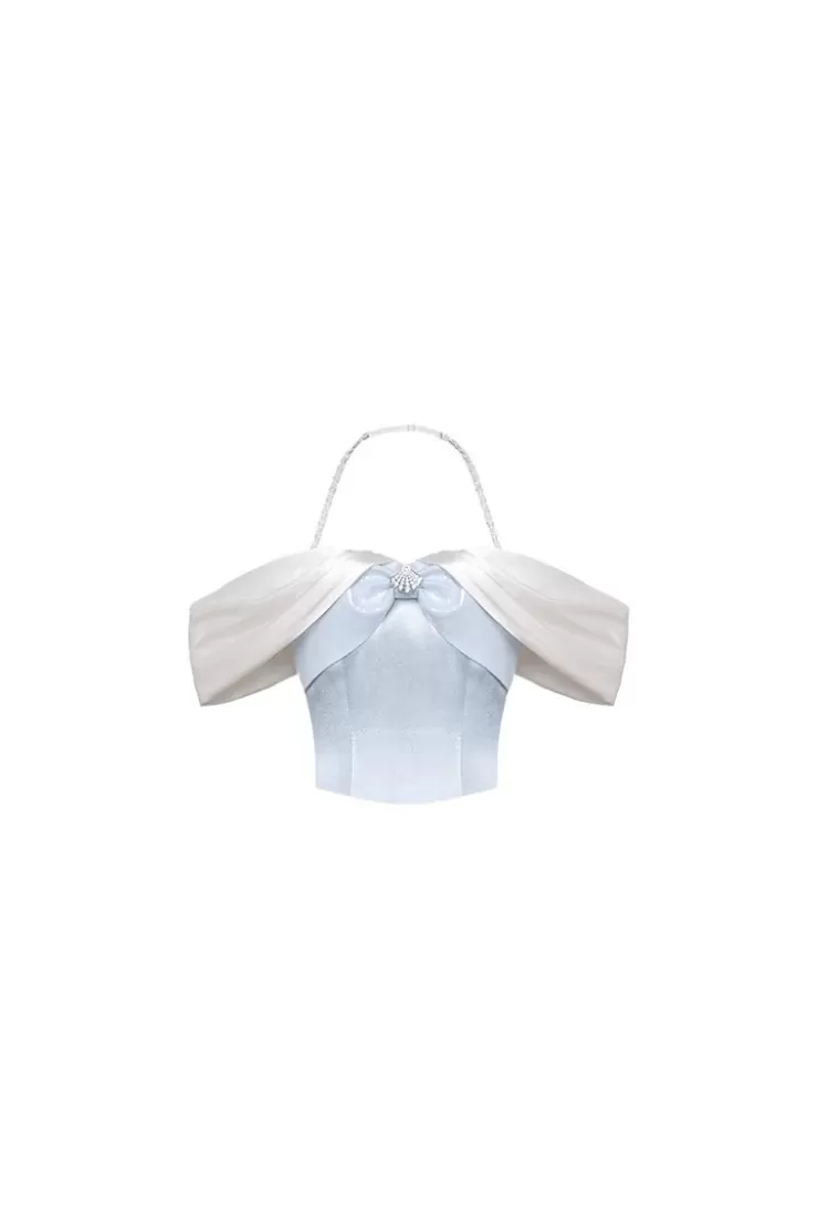 Ozlana Pirouette Halteneck Bustier(Blue) | Women Tops