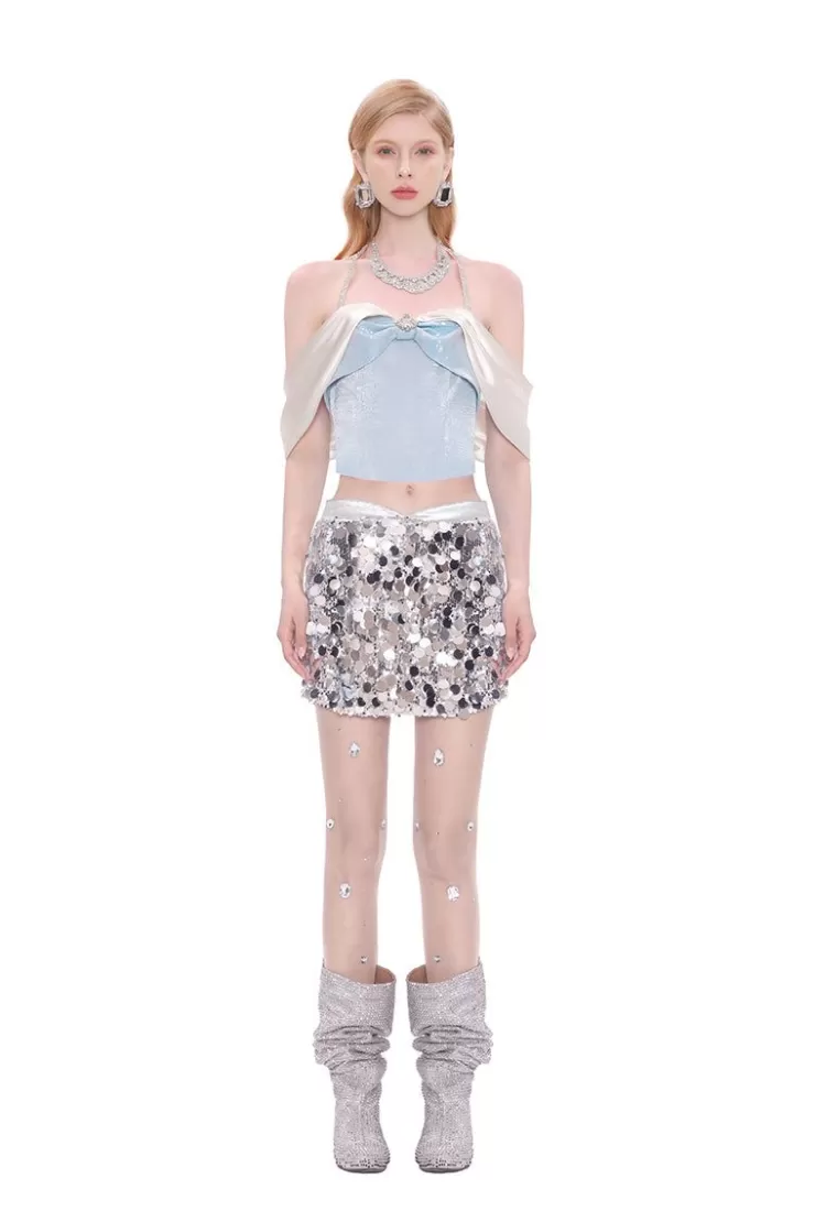 Ozlana Pirouette Halteneck Bustier(Blue) | Women Tops