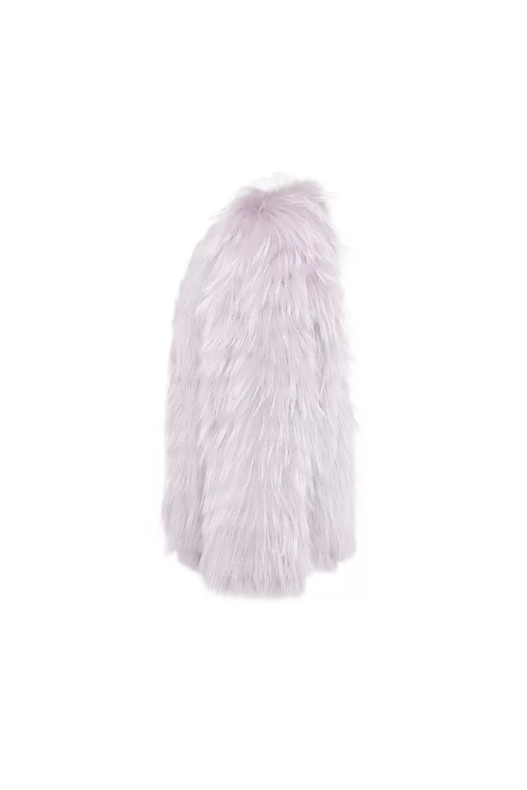 Ozlana Plaza V Neck Raccoon Fur Jacket(Purple) | Women Full Fur Jackets
