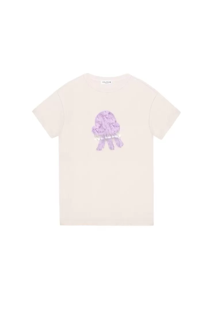 Ozlana Plush Cartoon Animal T-Shirt(Cream) | Women Tee Shirts