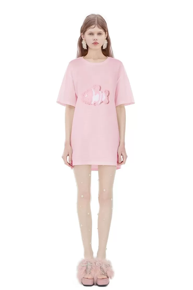 Ozlana Plush Cartoon Animal T-Shirt(Pink) | Women Tops