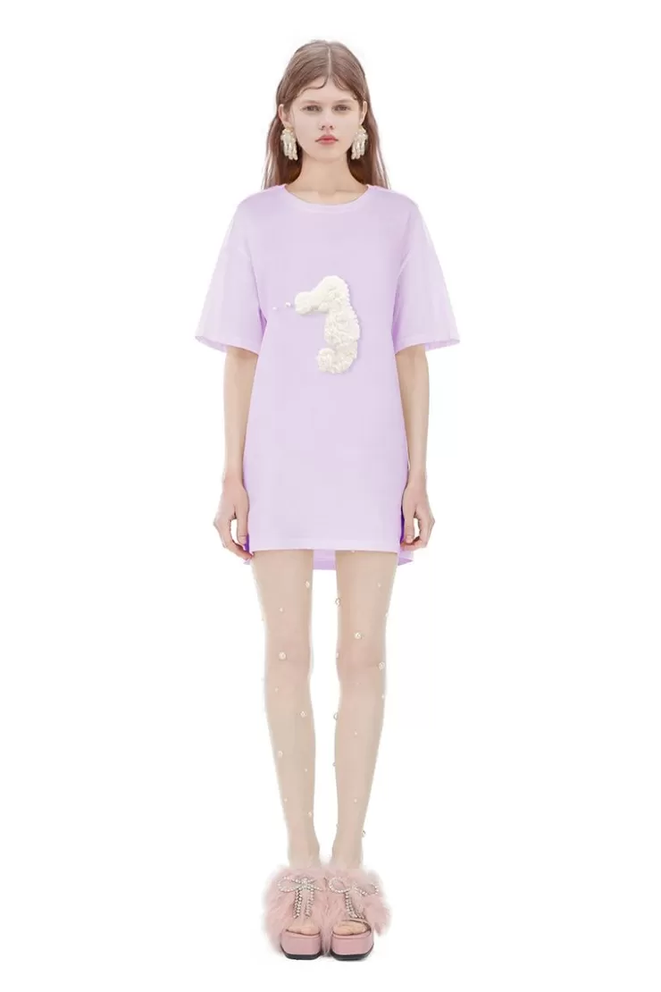 Ozlana Plush Cartoon Animal T-Shirt(Purple ) | Women Tops