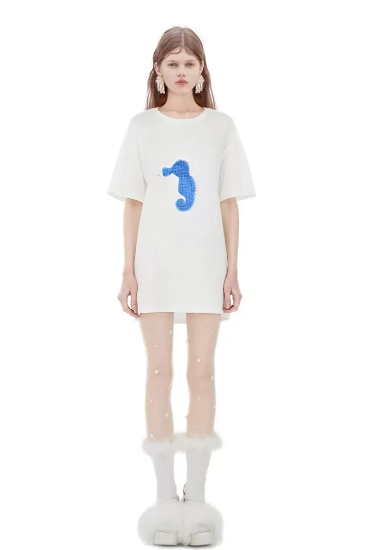 Ozlana Plush Cartoon Animal T-Shirt(White) | Women Tops