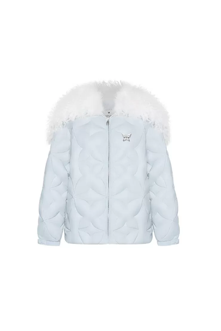 Ozlana Quilted Detachable Collar Down Jacket(Blue) | Women Down Puffer Jackets