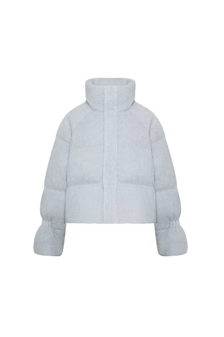 Ozlana Resort Knit Down Bread Jacket(Blue) | Women Down Puffer Jackets