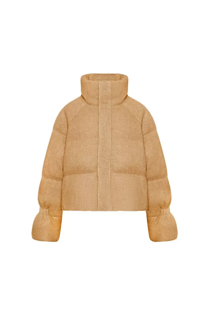 Ozlana Resort Knit Down Bread Jacket(Camel) | Women Down Puffer Jackets