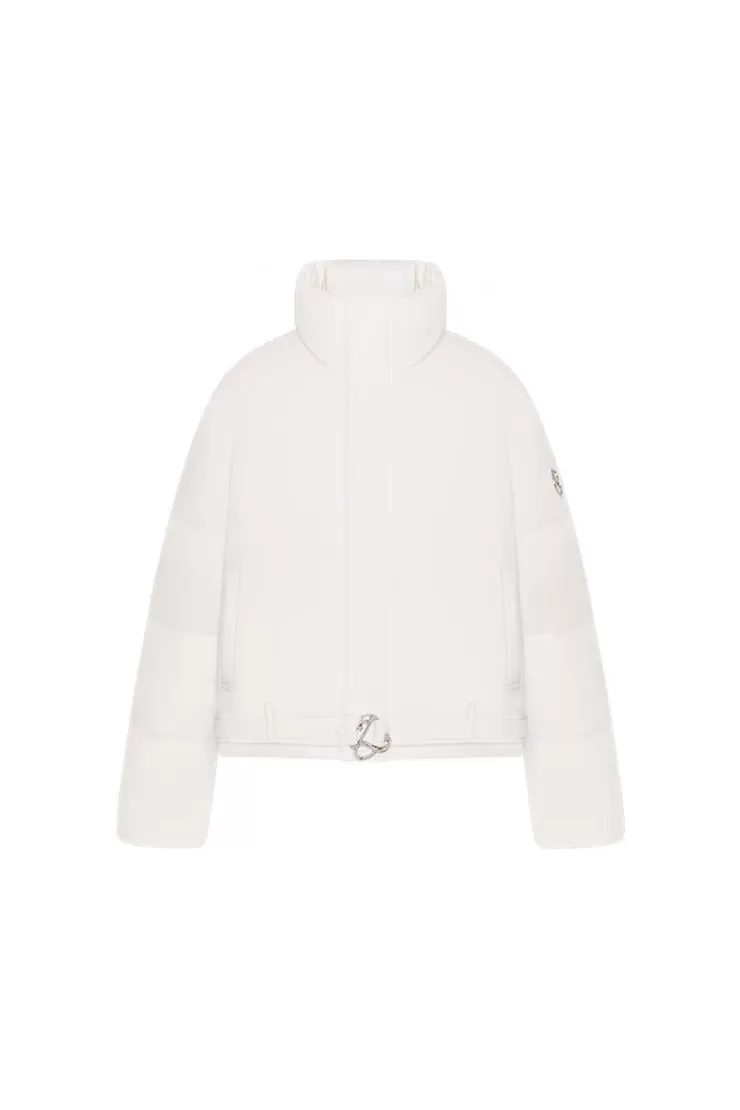 Ozlana Rose Heart Puffer Jacket With Crystal Belt(Light Apricot) | Women Down Puffer Jackets