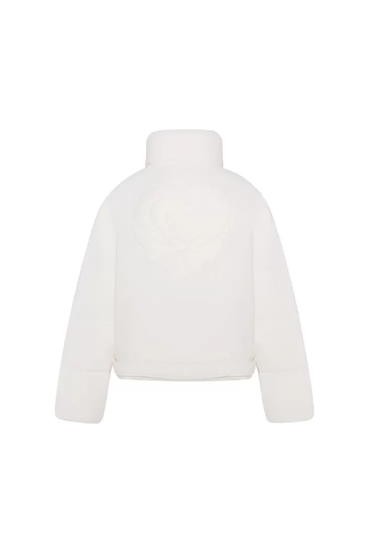 Ozlana Rose Heart Puffer Jacket With Crystal Belt(Light Apricot) | Women Down Puffer Jackets