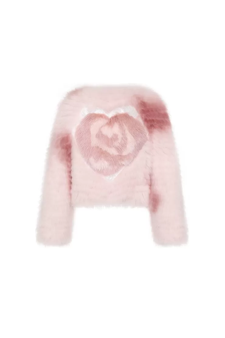 Ozlana Rose Sherbet Wide Lapel Crop Fox Fur(Pink) | Women Omniverse: Milan Runway Collection