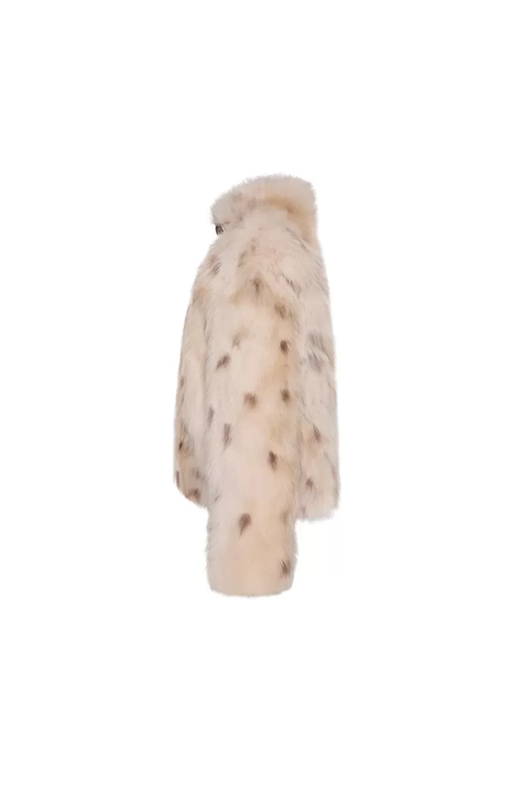 Ozlana Royal Buckle Collar Racoon Fur Jacket (Chestnut) | Women Full Fur Jackets