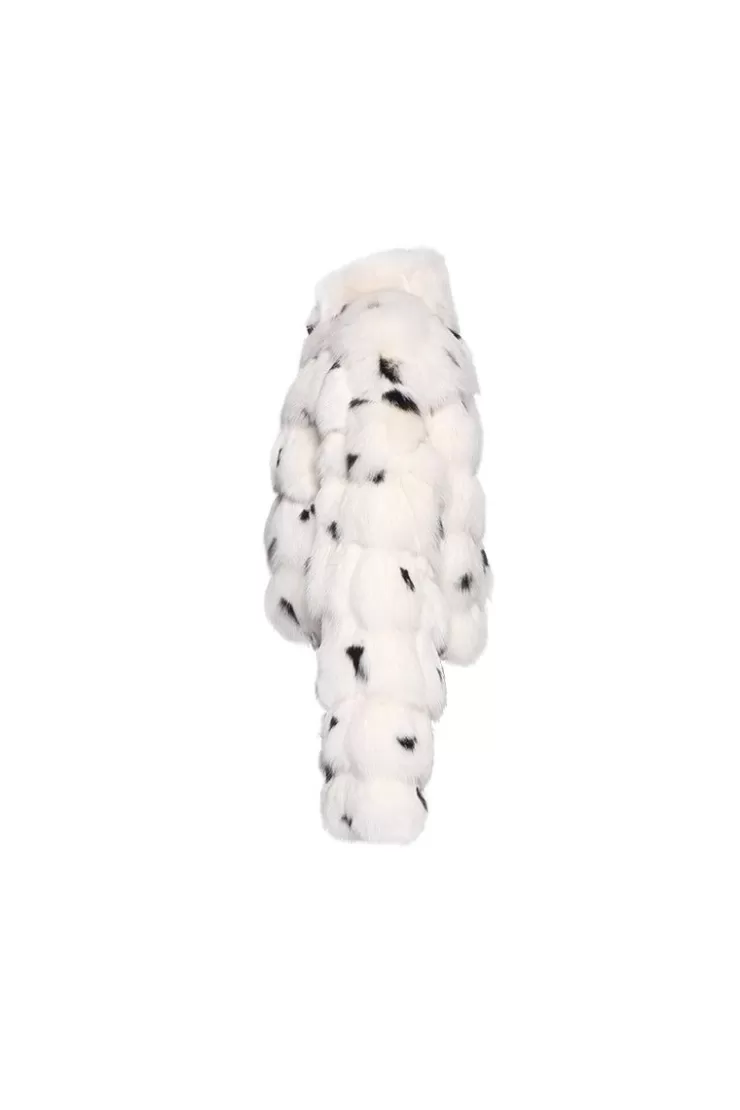 Ozlana Royal Cloud Bubble Buckle Collar Fox Fur Jacket (White) | Women Full Fur Jackets