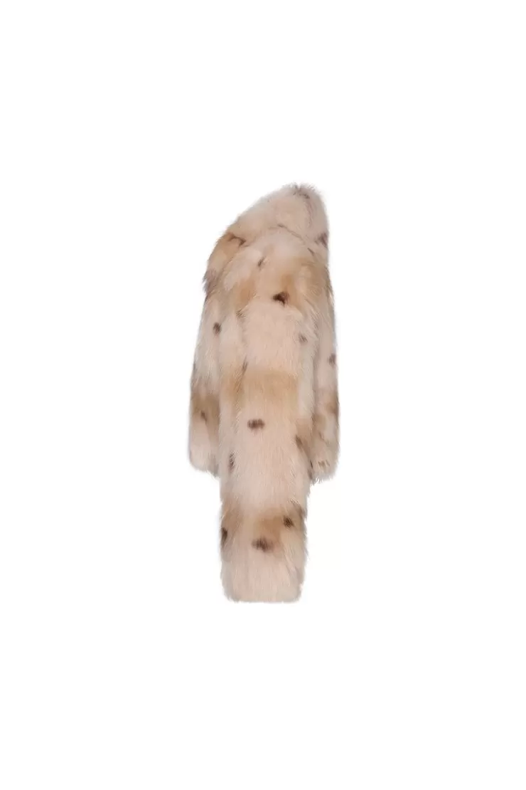 Ozlana Royal Collar Crop Racoon Fur Jacket (Chestnut) | Women Full Fur Jackets