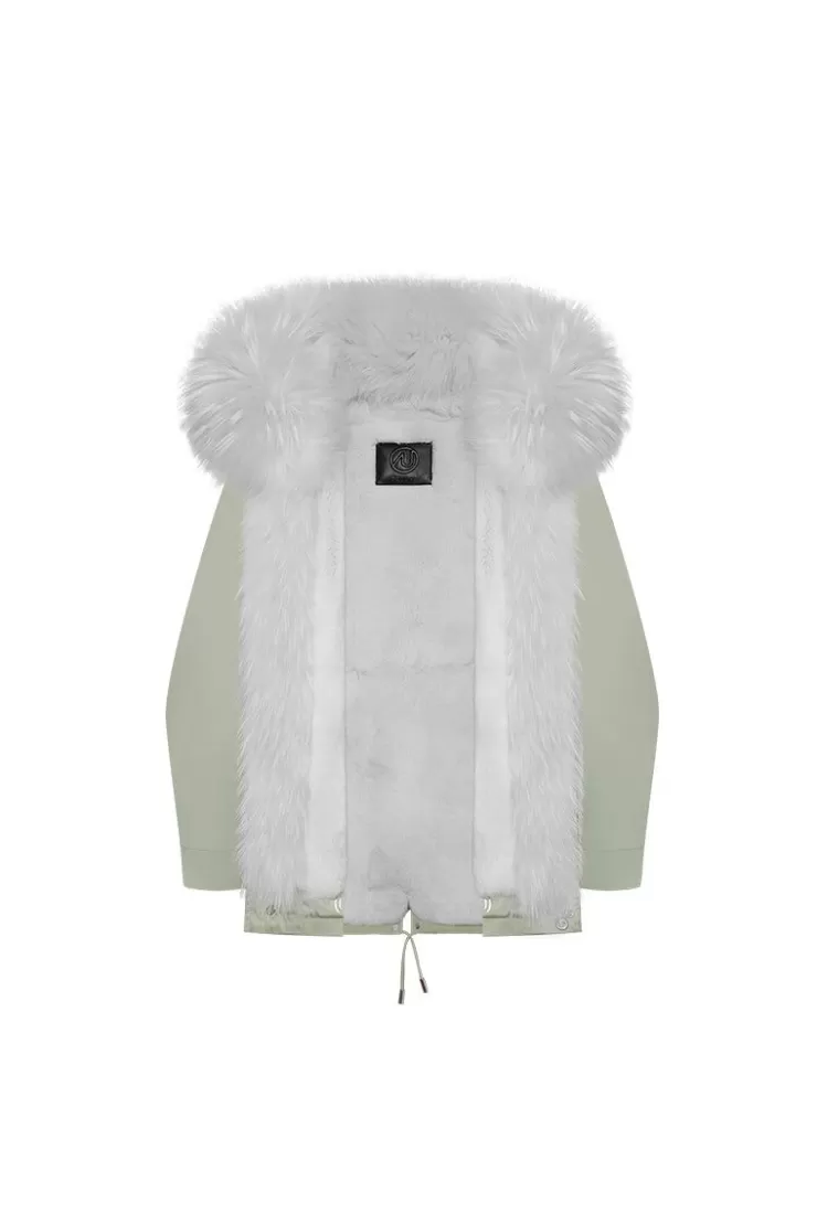 Ozlana Sage Green Hooded Casual Parka | Women Classic & Designer Parkas