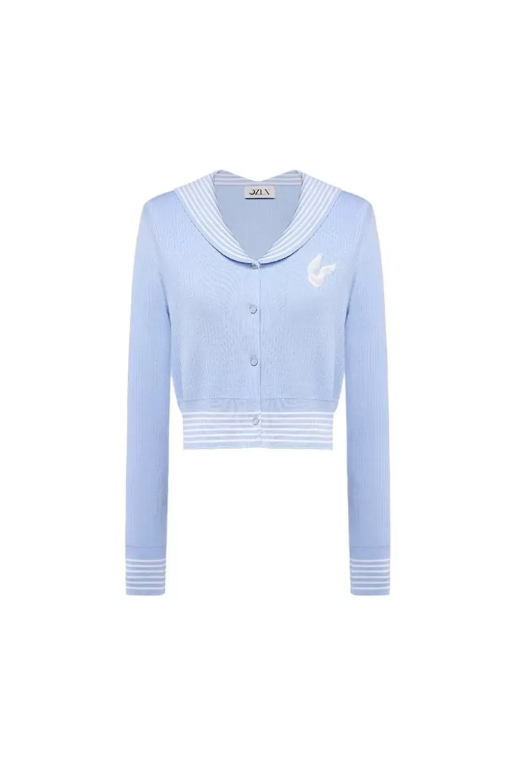 Ozlana Sailor Heart Logo Knitted Cardigan (Blue) | Women Ozln