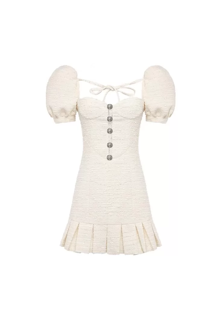 Ozlana Sand Dollar Tweed Dress(Creamy White) | Women Dresses & Sets