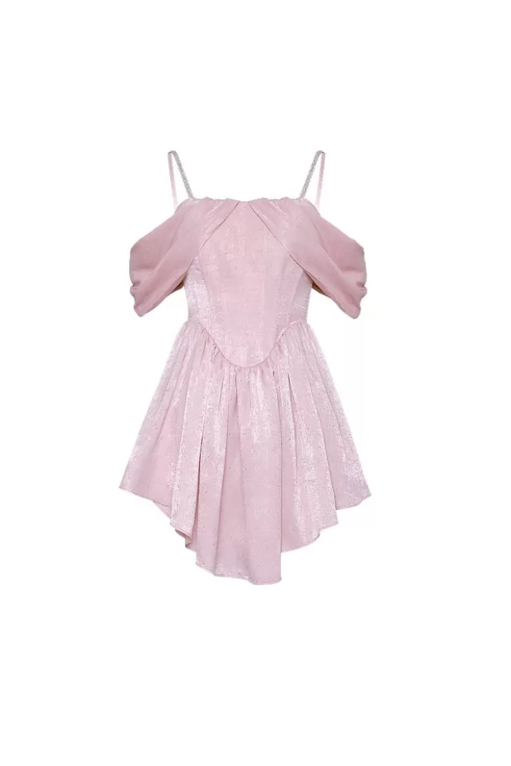 Ozlana Serenade Off Shoulder Bustier Dress(Pink) | Women Dresses & Sets