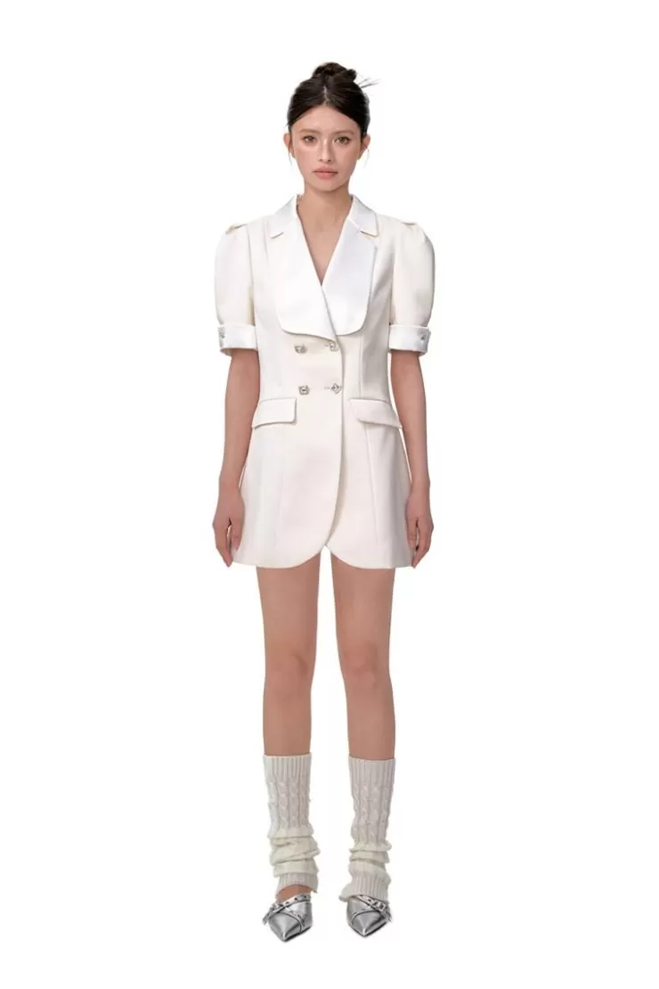Ozlana Short-Sleeve Halter Dress(Cream) | Women Dresses & Sets