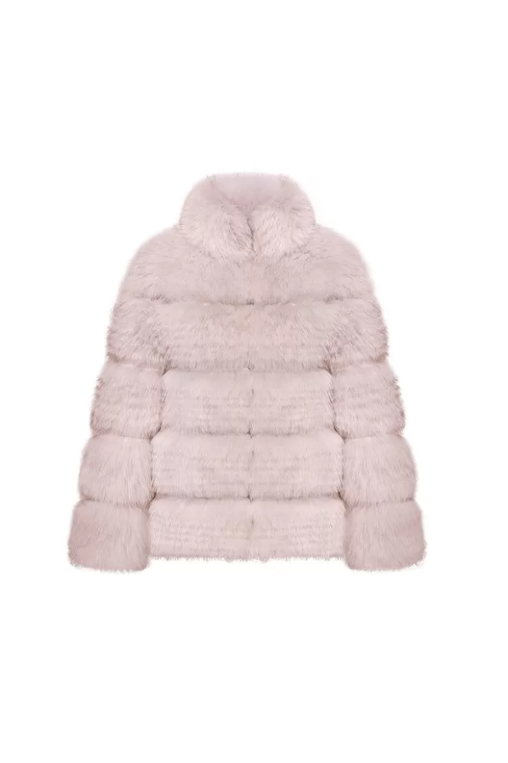 Ozlana Sophisticate Longline Fox Fur Jacket(Pink) | Women Omniverse: Milan Runway Collection